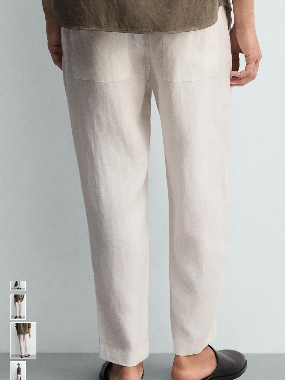 Zara Beige Linen relaxed fit pants - Picture 4 of 13